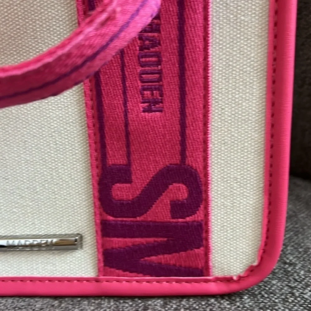 NWT Steve Madden bwebber satchel pink flash canvas crossbody tote bag